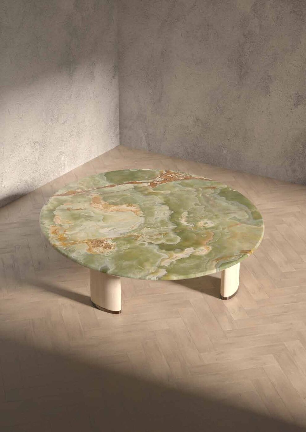 Tavolino Rea con piano in onice verde