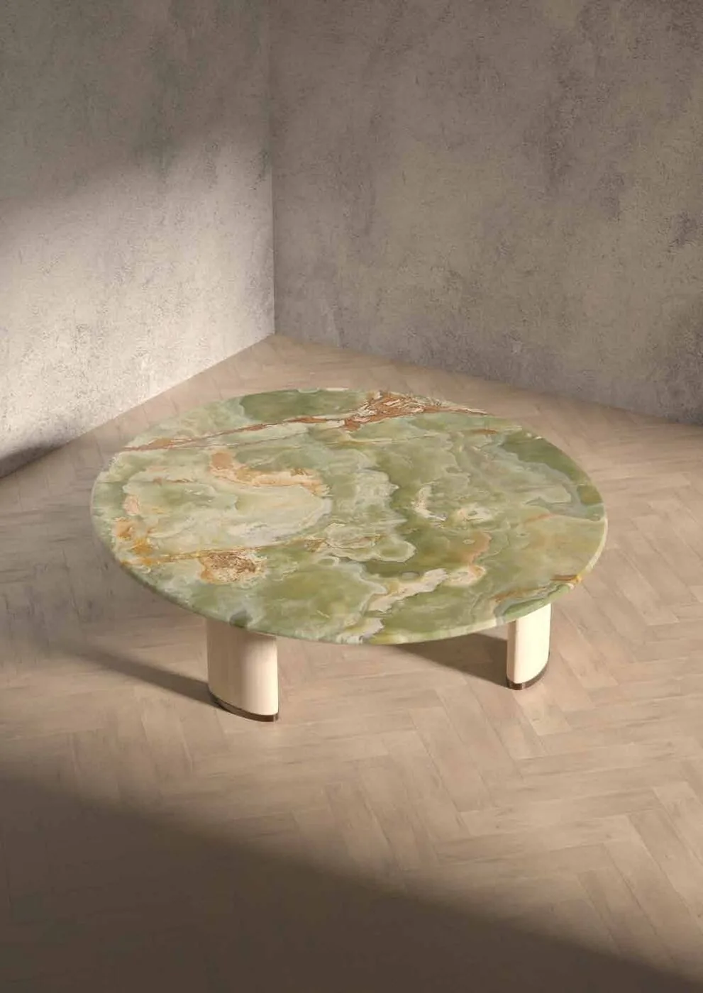 Tavolino Rea con piano in onice verde
