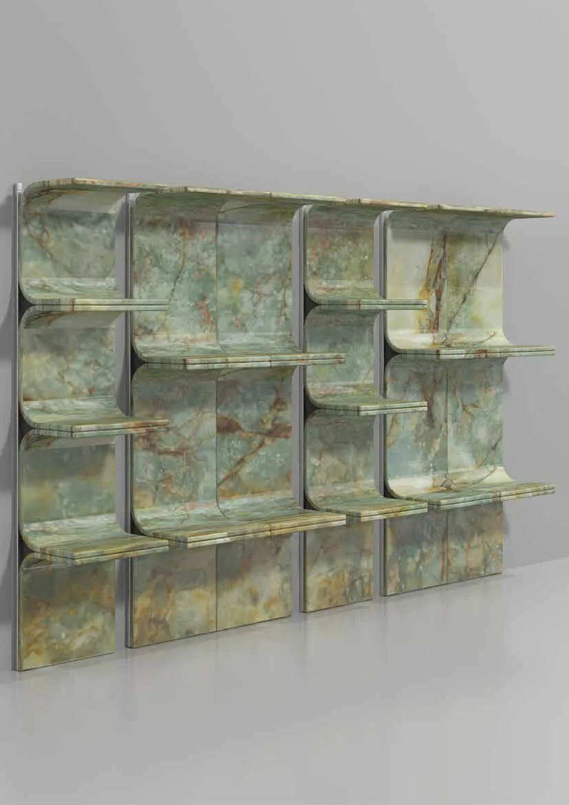 Libreria Regola Materia in onice verde